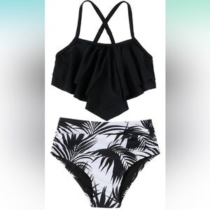 Girl's 2 Pieces Bikini Set Floral Print Summer Swimwear Bathing Suit